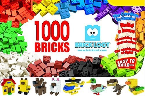 Brick Loot 1 000 Building Blocks w/Storage Box Organizer  Toy Bricks for Kids & Adults 6 Year Old +  Fun Toys for Boys or Girls  Building Block Sets  Compatible with Lego & All Brands  70 Free Pieces - Image 1